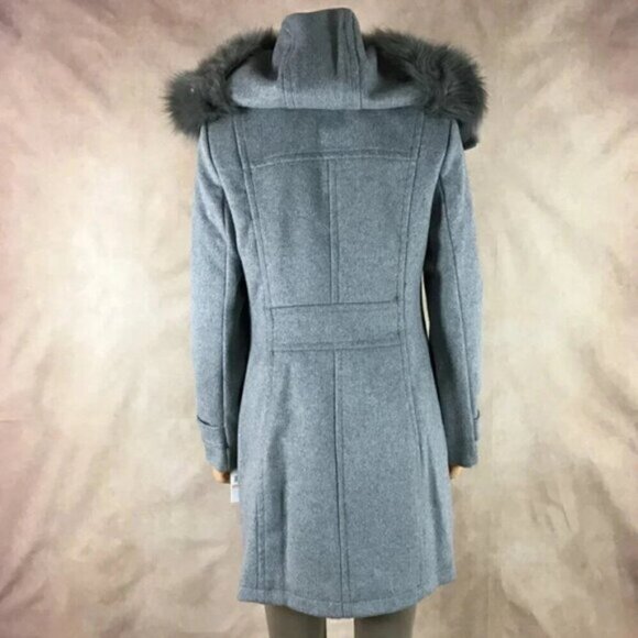 Cole Haan Wool Blend Zip Front Hooded Coat Gray NWT Size 2 - Picture 6 of 9